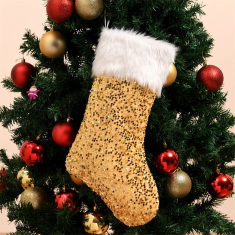 Chaussettes de Noël en Plush à Paillettes avec Dragonne, Sac Cadeau Portable pour Décorations de Cheminée et Sapin (1/5)