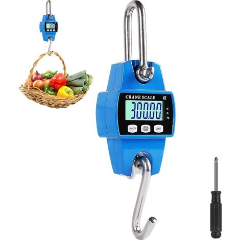 Balanza digital colgante - Dispositivo de pesaje electrónico - Pesaje de equipaje - Sensor de alta precisión - Capacidad de 300 kg - Azul (1/5)