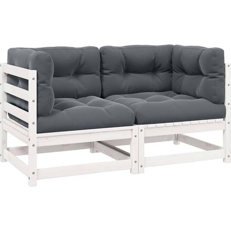 Vidaxl – Canapé de jardin 2 places en bois de pin massif – Coussins confortables – Conception modulaire pour configurations personnalisées