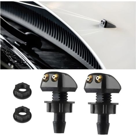 2 pcs Buses de Lave-Glace Avant Voiture Jet de Pulvérisation, Petit D'essuie-Glace de Lave-Glace Universelles Buses de Pare-Brise de Voiture, Buse D'essuie-Glace de Lave-Glace Voiture (1/4)