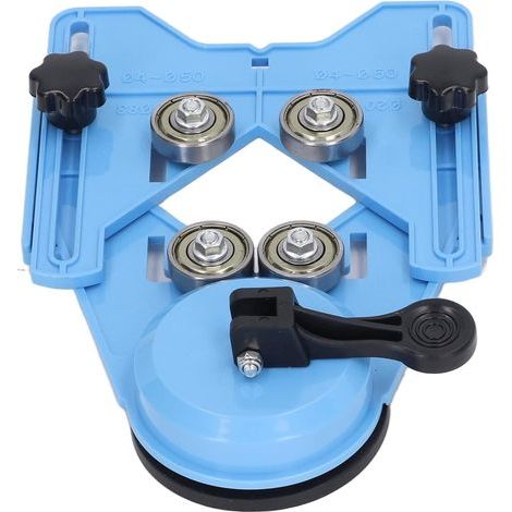Bohrschablone für Lochsägen, feststehende elektrische Positionierhilfe für Fliesenbohrungen, blaues ABS-Gehäuse mit stabilem Stahllager und Saugnäpfen zur Dekoration (1/5)