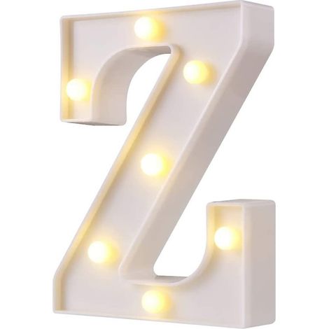 Lettres lumineuses LED style marquise, 26 lettres, logo lumineux idéal pour veilleuse, mariage, anniversaire, décoration de bar à domicile (blanc, Z)