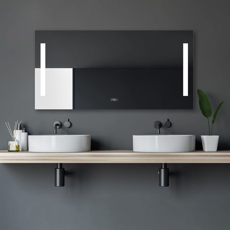 Miroir de Salle de Bains à LED Star, Couleur de la lumière 4200K, Horloge numérique, 120 x 60 cm (1/5)