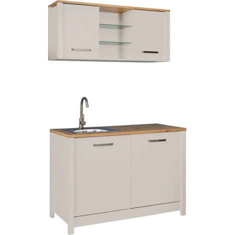 Mobili Cucina Componibile con Base Sottolavello Pensile Beige Rovere (1/5)
