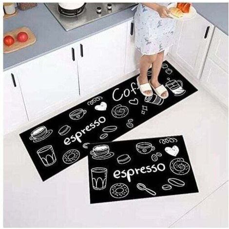 Lot de 2 Tapis de Cuisine Antidérapants Absorbant Eau et Huile Résistant à la Poussière 40 x 60 et 40 x 120 cm (1/5)