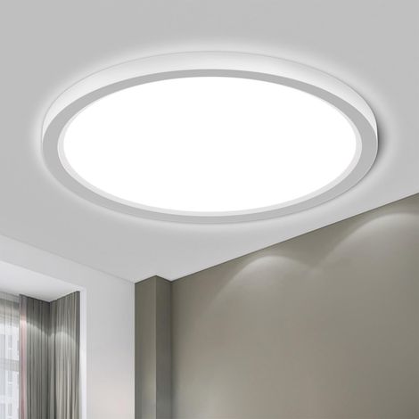 Plafonnier LED, étanche IP44, rond et plat, pour salle de bain, 18 W, 6000 K, 1980 lm, design minimaliste et ultra-fin, 220 x 24 mm (1/5)