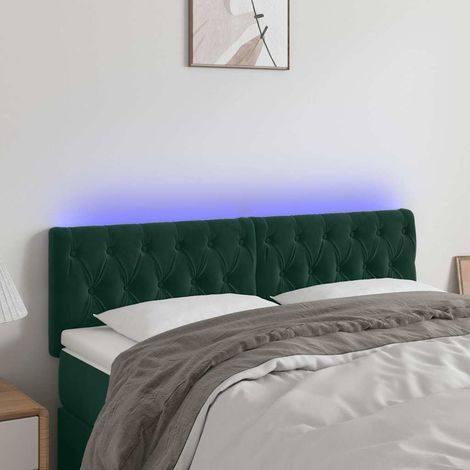 vidaXL Cabecero con LED de terciopelo verde oscuro 144x7x78/88 cm (1/5)