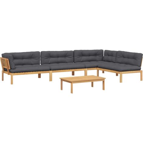 Maison Exclusive - Set Divano Pallet Giardino 5pz con Cuscini Massello Acacia (1/5)
