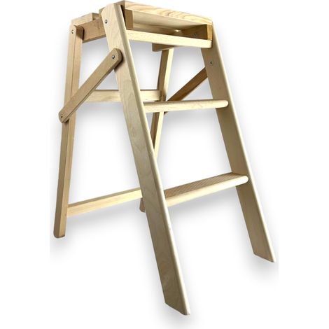 Scaletta sgabello 3 gradini domestico in legno chiudibile salvaspazio Bobby (1/5)