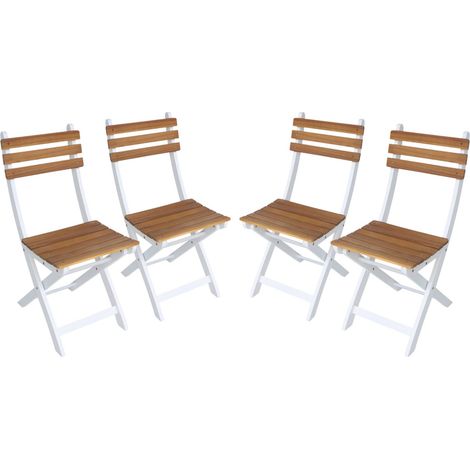 Set of 4 CALENA folding garden chairs in white acacia, 40 x 52 x 85 cm