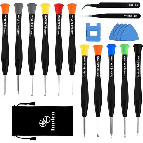 Kit de Réparation de Lunettes avec Petites Vis,Outils de Réparation avec 11PCS Mini Tournevis, 2PCS Pince à Épiler, 1PCS Magnétiseur, 4PCS Spatules Triangulaires pour Lunettes Montre Bijoux (1/5)