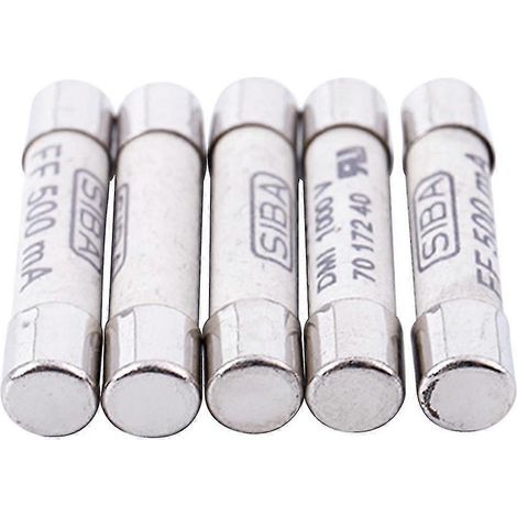 10 Pcs Argent + Céramique Blanche 1000V 500ma 6.3 X 32mm Fusible en céramique blanche pour multimètre 3 X 0.5 X 0.5 (1/2)