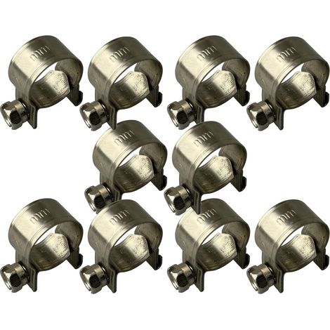 Lot de 10 colliers de serrage pour tuyau de carburant en acier inoxydable SS304 (12-14 mm) (1/5)
