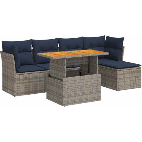 Maison Exclusive - Salon de jardin 6 pcs avec coussins gris résine tressée (1/5)