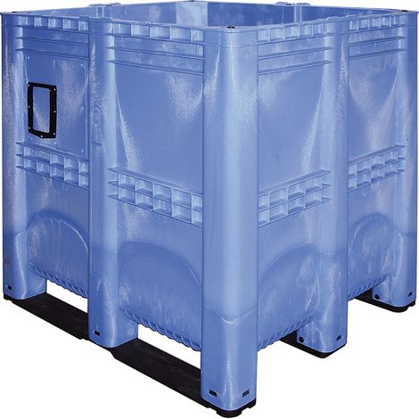 BRB Großbox/Elefantenbox mit 3 Kufen, LxBxH 1300x1150x1250 mm, Inhalt 1400 Liter, lebensmittelechtes PE-HD, Boden und Wände geschlossen, blau