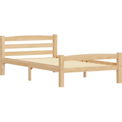 Lit adulte pour 1 personnes, Structure de lit, Assemblage Facile, Bois de pin massif 100x200 cm OIB6711E (1/5)