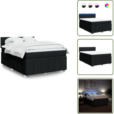 vidaXL Boxspringbett mit Matratze Schwarz 140x200 cm Stoff (1/5)