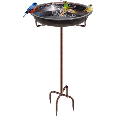 Bain d'oiseaux sur pied en métal mangeoire à oiseaux pour jardin décoration extérieur (1/5)