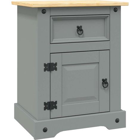Nachttisch im Mexiko-Stil Corona Kiefernholz Grau 53x39x67 cm