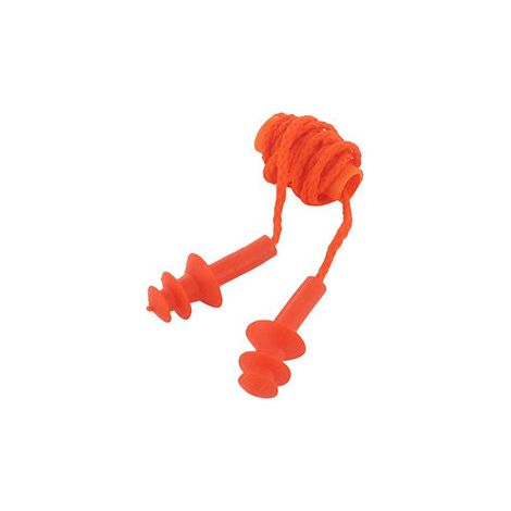 Tapón antruido reutilizable (25db) de caucho con cordón de nylon. Vendido por caja de 50 pares - Cumple con la norma EN 352-2