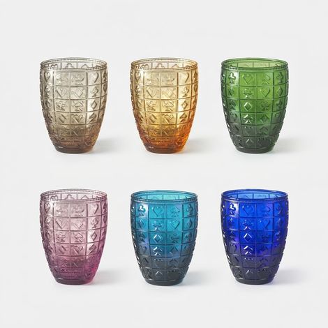 Set de 6 verres de table en verre décoré Casinò (1/2)