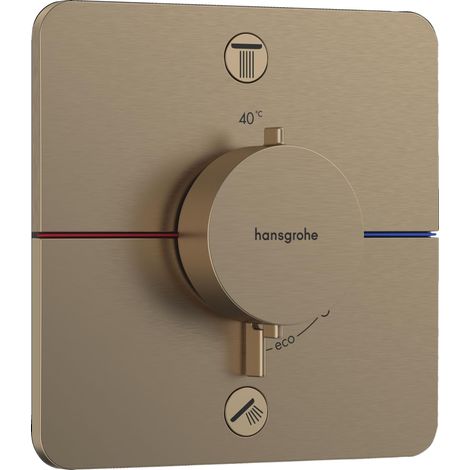 Mitigeur thermostatique incl. combinaison de sécurité intégrée, Robinet encastré avec arrêt de sécurité à 40°C, Thermostat 2 sorties, Bronze brossé (1/5)
