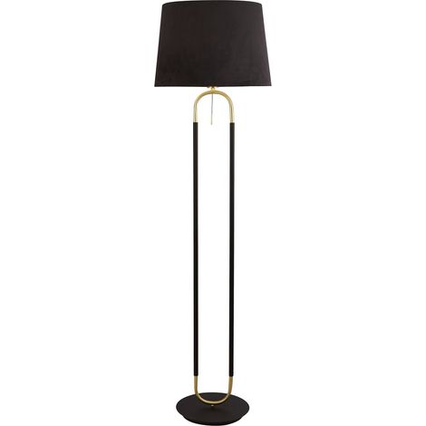 Piantana Contemporaneo Jazz Acciaio Nero Tessuto Ottone 1 Luce E27 (1/5)