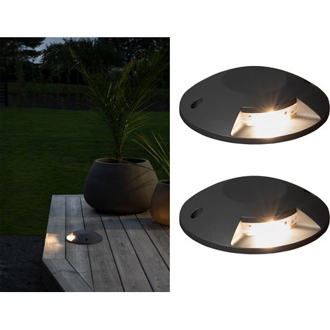 LED Bodenaufbaustrahler 1flammig Aufbauspot 2er SET aussen anthrazit Ø20cm IP65 (1/5)