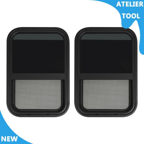 ATELIER 2pcs moderne rectangulaire RV camper fenêtre alliage d'aluminium verre trempé clip-on montage avec 2x bagues de garniture (1/5)