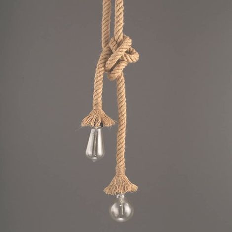 Luminaire Suspendu Double-Tête - Cordon Chanvre Naturel - Douille E27 - Pour Salle À Manger Café Bar Restaurant - Longueur 60 cm (1/5)