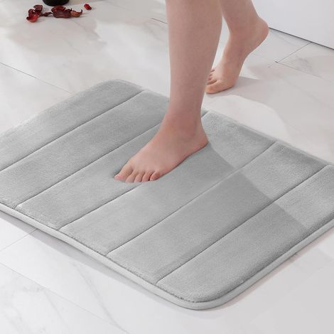 [NUNCA USADO]1 P Alfombra de entrada para baño, espuma viscoelástica hidrofílica, diseño de guijarros, fibra superfina, antideslizante, suave, para baño, bañera, cocina, 40 x 60 cm, azul oscuro (1/5)