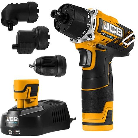 JCB Akku Bohrschrauber 12V mit 2 Akkus 2,0Ah, Ladegerät und 3 Bohrfutteraufsätze (1/5)