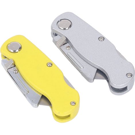Lot de 2 couteaux pliants en alliage d'aluminium, outil industriel de qualité supérieure, couteau fonctionnel portable pour l'extérieur, coupe-papier et coupe-papier. (1/5)