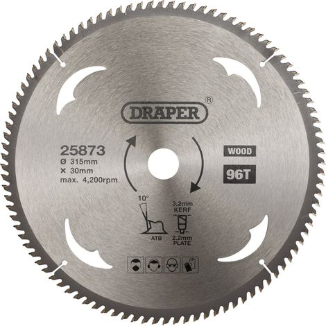 Lame de scie circulaire TCT 25873 pour bois, 315 x 30 mm, 96 dents, argent, taille unique