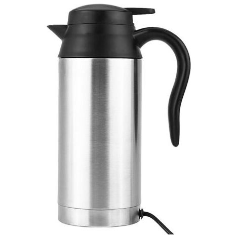 Bouilloire électrique en acier inoxydable Bouilloire Avec allume cigare de voiture 12 V, 750 ml bouilloire, 120 W Chauffage Tasse, Chaudron avec arrêt automatique, argent (1/4)