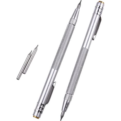 Lot de 2 marqueurs en carbure de tungstène, stylo de gravure en aluminium avec clip et aimant (1/2)