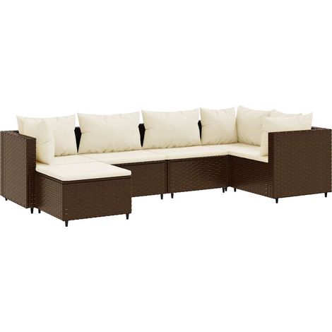 Maison Exclusive - Set Mobili da Giardino 6pz con Cuscini in Polyrattan Marrone