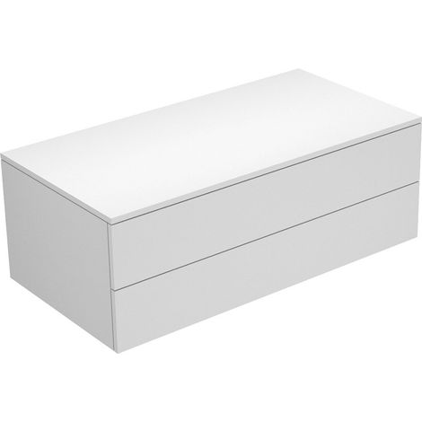 Keuco Edition 400 Buffet 31752, 2 tiroirs, 1050 x 382 x 535 mm, Corps/Avant: Blanc Laqué Strucktur / Verre blanc brillant - 31752300000 (1/2)