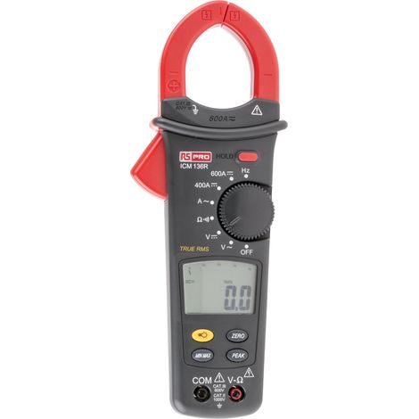 Rs Pro – Pince multimètre 600A c.c. et 600A c.a. – Tension 600V c.a. et c.c. – Résistance 400Ω – Pour professionnels exigeants - ICM136R