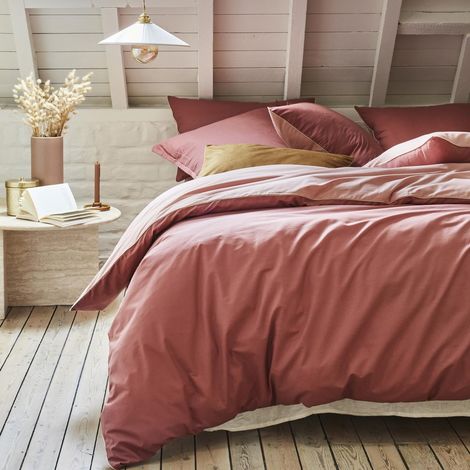 Housse de Couette en Coton Bicolore, Bons Jours, Etincelle Rose, 200x200 cm (1/4)