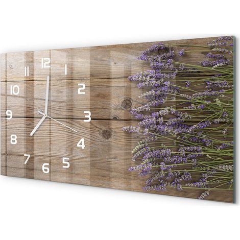 Horloge Murale Au-dessus du Canapé 60x30 cm Design Moderne Silencieux Lavande sur bois (1/5)