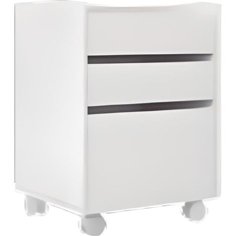 Caisson de 3 tiroirs à roulettes coloris Blanc - Longueur 47 x profondeur 44 x hauteur 66 cm -PEGANE-