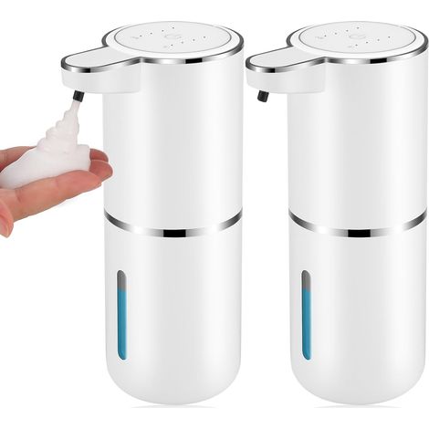2er-Pack automatische Seifenspender, 380 ml berührungsloser automatischer Schaumseifenspender mit USB-Anschluss, wiederaufladbar, an der Wand montiert, für Spülmittel in Badezimmer und Küche (1/5)