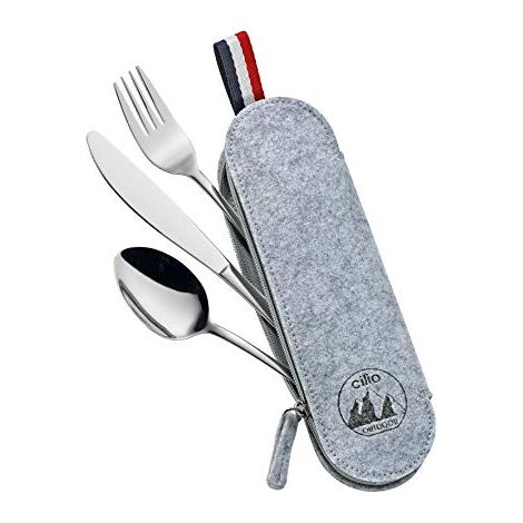 Set di posate Cilio Viaggio in custodia, 3 pezzi, 23,5 x 7,5 cm, grigio (1/4)