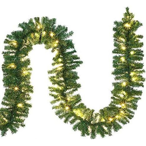 Guirnalda navideña de 2,7 m, 30 LED, decoración navideña para interiores y exteriores, guirnalda blanca cálida para árbol. (1/5)