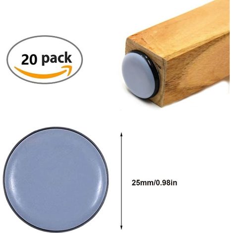 Selbstklebende runde Stuhlgleiter für Stühle, Sofas, Schreibtische, Tische, Sessel – 25 mm – 20 Stück (1/5)