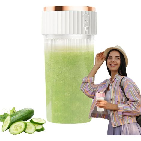 Mini mixeur portable Extracteur de jus rechargeable Blender pour milkshakes et smoothies Mini blender idéal pour les voyages - Blanc