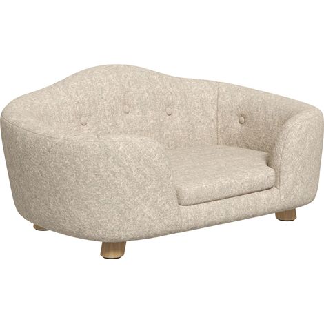 Divano letto per cani e gatti piccoli con cuscino lavabile 70 x 47 x 30 cm crema MODENUIT (1/5)