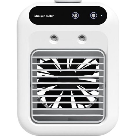 Mini condizionatore d'aria - Ventilatore da tavolo - Comfort personale - Nebulizzazione evaporativa - Larghezza 17 cm - Bianco (1/5)