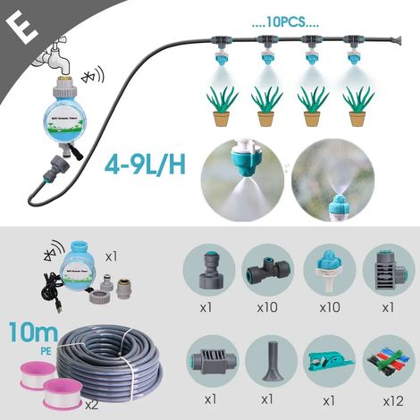 (D-10M-Kit-timer) Tuyau d'arrosage goutte à goutte étanche en PE pour jardin, serre et serre, système d'arrosage par pulvérisation atomisée. (1/5)